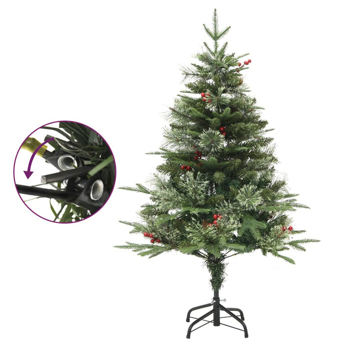 Albero di Natale Preilluminato con Pigne Verde in PVC e PE