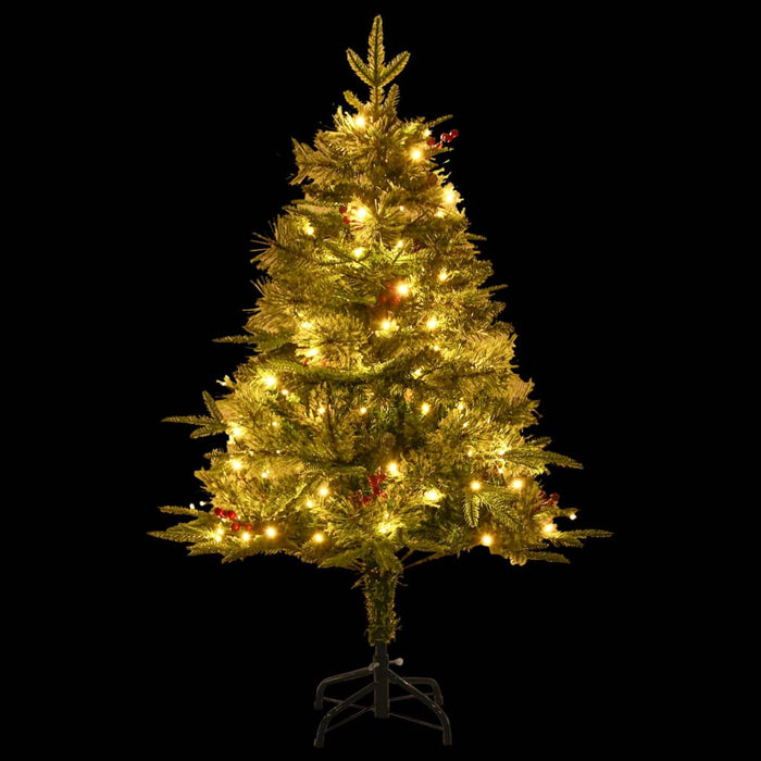 Albero di Natale Preilluminato con Pigne Verde in PVC e PE