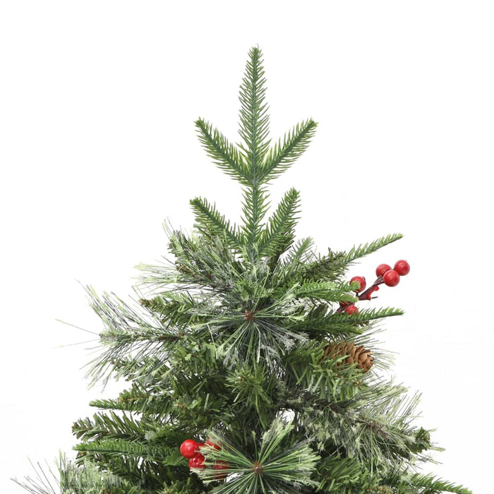 Albero di Natale Preilluminato con Pigne Verde in PVC e PE