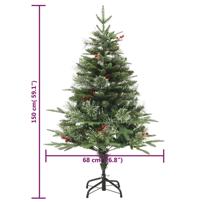 Albero di Natale Preilluminato con Pigne Verde in PVC e PE