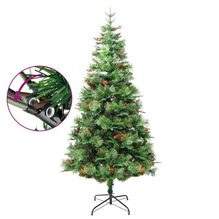 Albero di Natale Preilluminato con Pigne Verde in PVC e PE