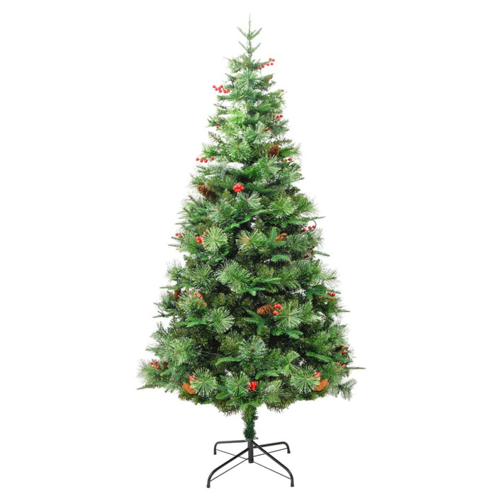 Albero di Natale Preilluminato con Pigne Verde in PVC e PE