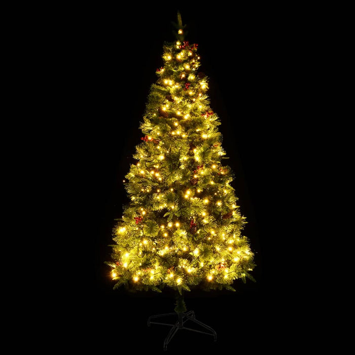 Albero di Natale Preilluminato con Pigne Verde in PVC e PE