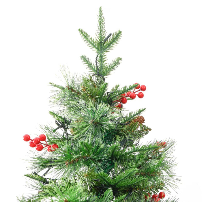 Albero di Natale Preilluminato con Pigne Verde in PVC e PE