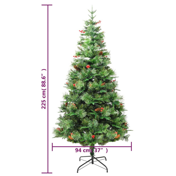 Albero di Natale Preilluminato con Pigne Verde in PVC e PE