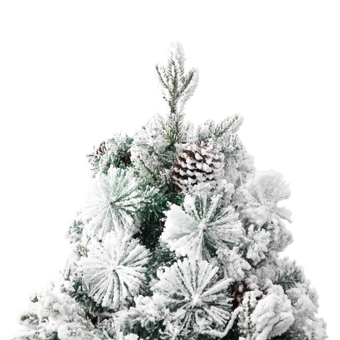 Albero di Natale Innevato Preilluminato Pigne in PVC e PE