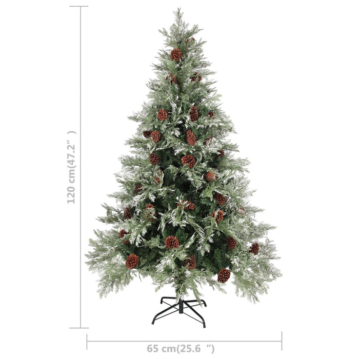 Albero di Natale Artificiale Sottile con Base e Albero di Natale con Luci e Pigne PVC e PE