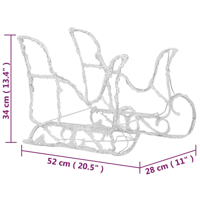 Decorazione Natalizia Renne e Slitta con LED Acrilico 320 Lumi
