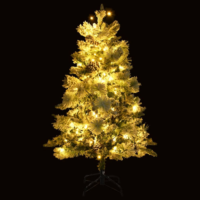 Albero di Natale Innevato Preilluminato Pigne in PVC e PE