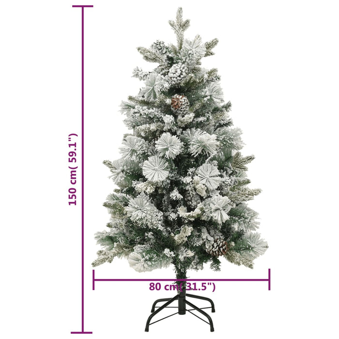 Albero di Natale Innevato Preilluminato Pigne in PVC e PE