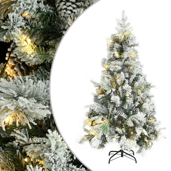 Albero di Natale Innevato Preilluminato Pigne in PVC e PE