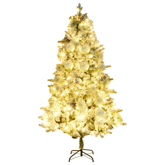 Albero di Natale Innevato Preilluminato Pigne in PVC e PE