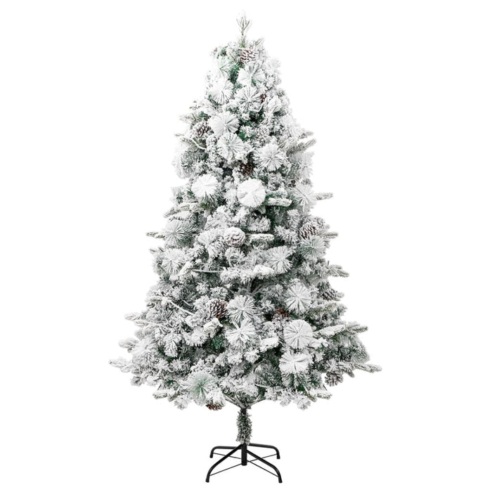 Albero di Natale Innevato Preilluminato Pigne in PVC e PE