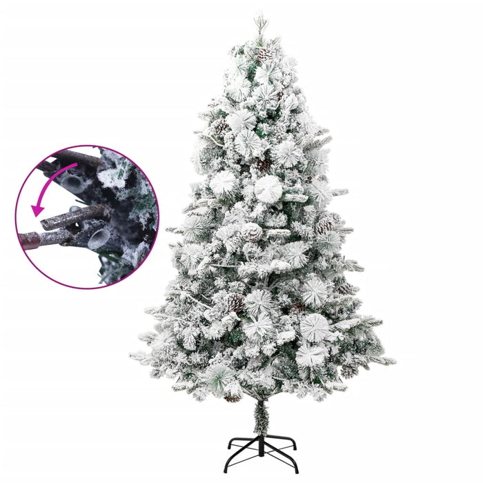 Albero di Natale Innevato Preilluminato Pigne in PVC e PE