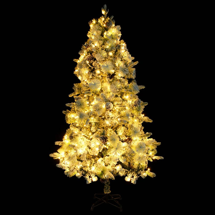 Albero di Natale Innevato Preilluminato Pigne in PVC e PE