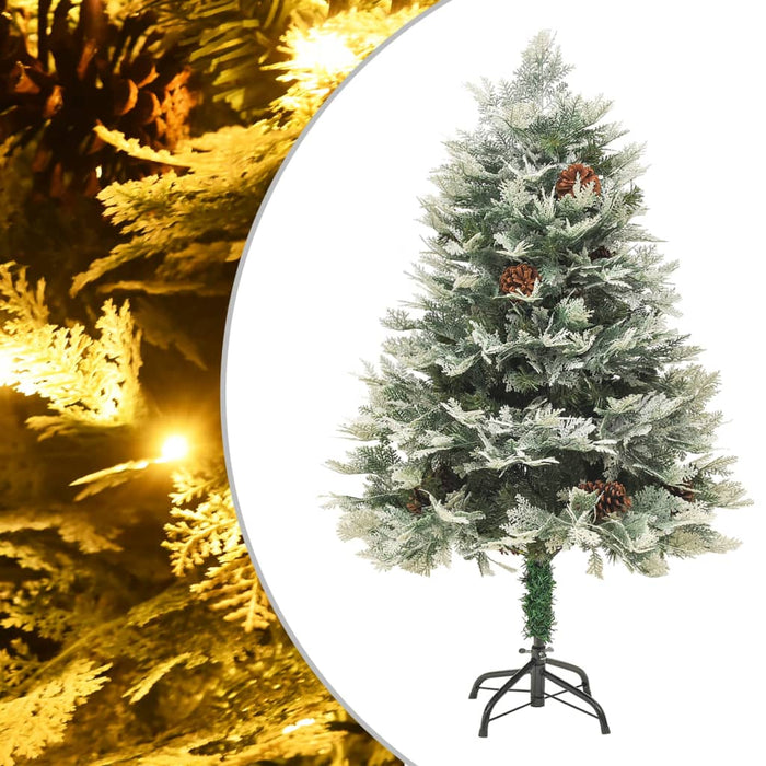 Albero di Natale Preilluminato con Pigne Verde in PVC e PE