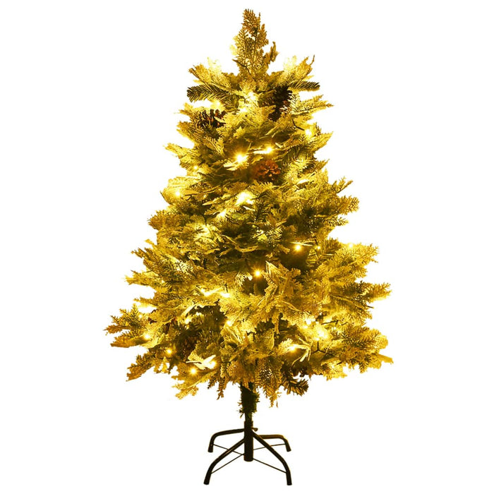 Albero di Natale Preilluminato con Pigne Verde in PVC e PE