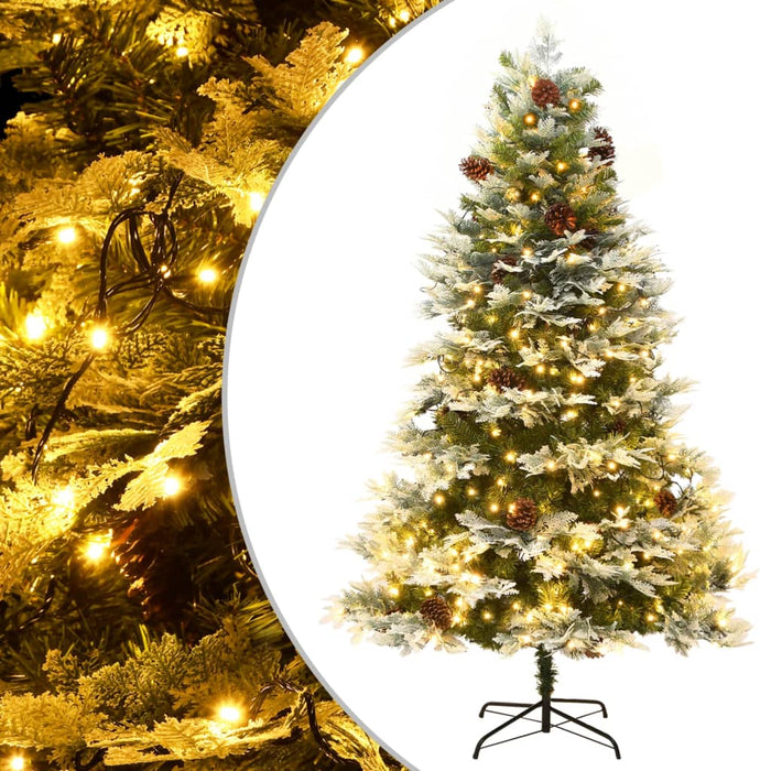 Albero di Natale Preilluminato con Pigne Verde in PVC e PE