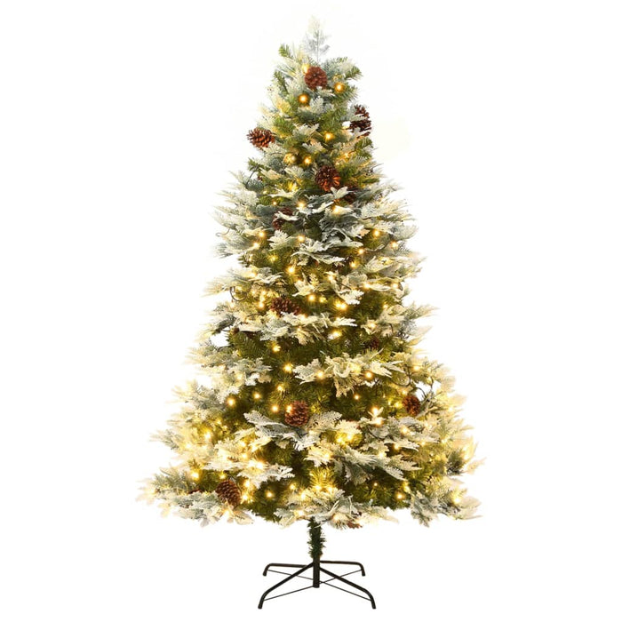 Albero di Natale Preilluminato con Pigne Verde in PVC e PE