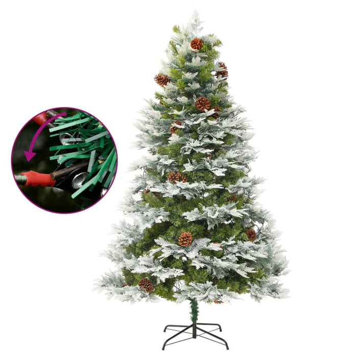 Albero di Natale Preilluminato con Pigne Verde in PVC e PE