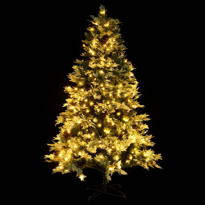 Albero di Natale Preilluminato con Pigne Verde in PVC e PE