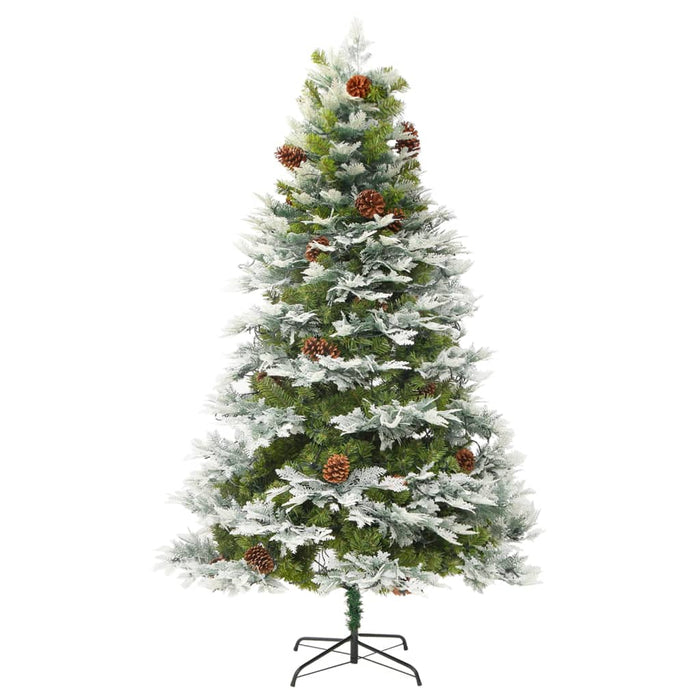 Albero di Natale Preilluminato con Pigne Verde in PVC e PE