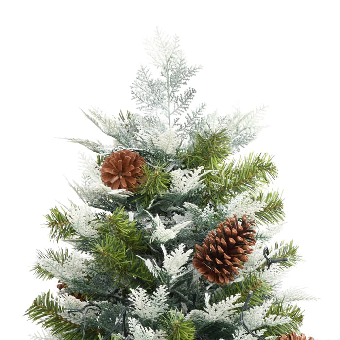 Albero di Natale Preilluminato con Pigne Verde in PVC e PE