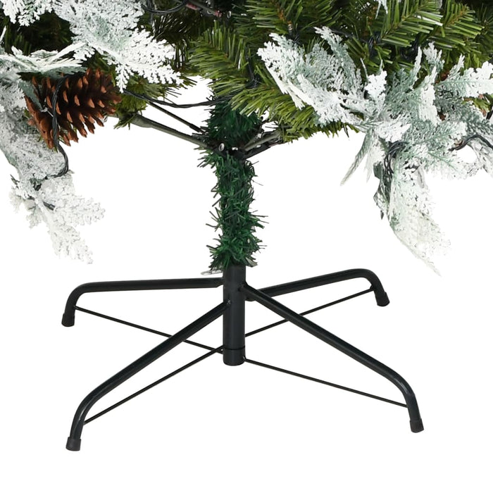 Albero di Natale Preilluminato con Pigne Verde in PVC e PE