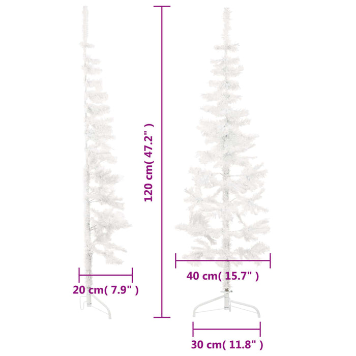 Albero Natale Artificiale Sottile a Metà Supporto Bianco