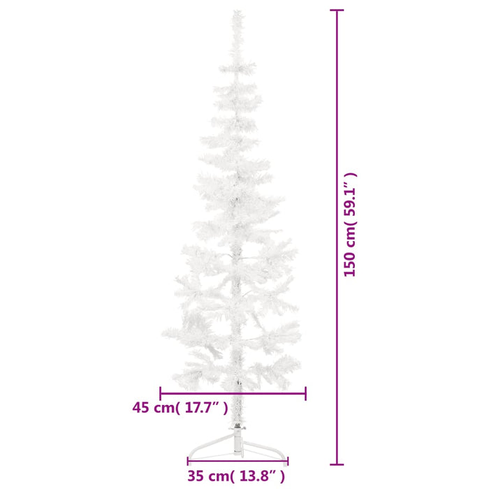 Albero Natale Artificiale Sottile a Metà Supporto Bianco