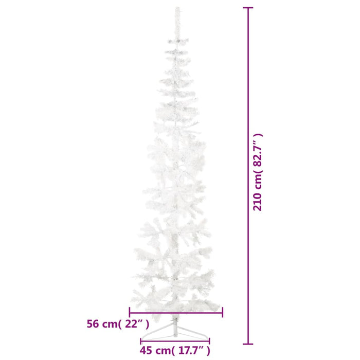 Albero Natale Artificiale Sottile a Metà Supporto Bianco