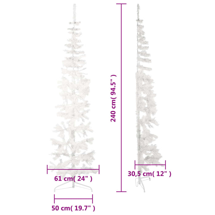 Albero Natale Artificiale Sottile a Metà Supporto Bianco