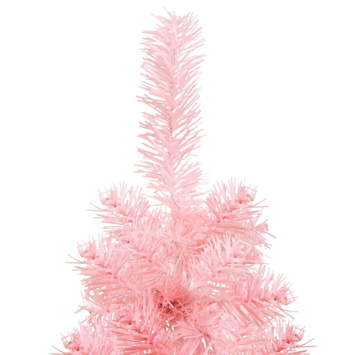 Albero Natale Artificiale Sottile a Metà con Supporto Rosa