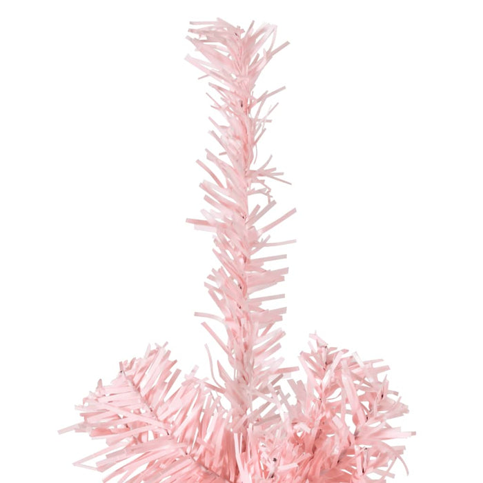 Albero Natale Artificiale Sottile a Metà con Supporto Rosa