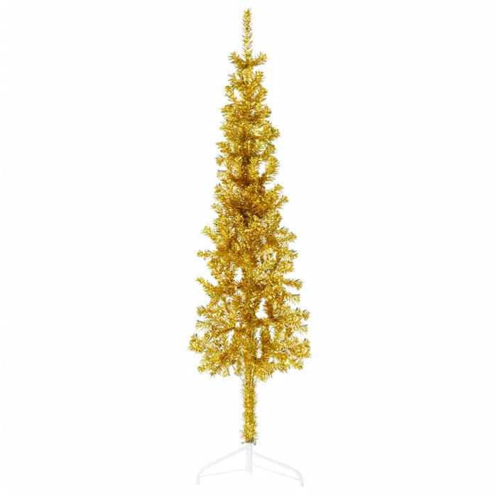 Albero di Natale Artificiale Sottile con Supporto Oro