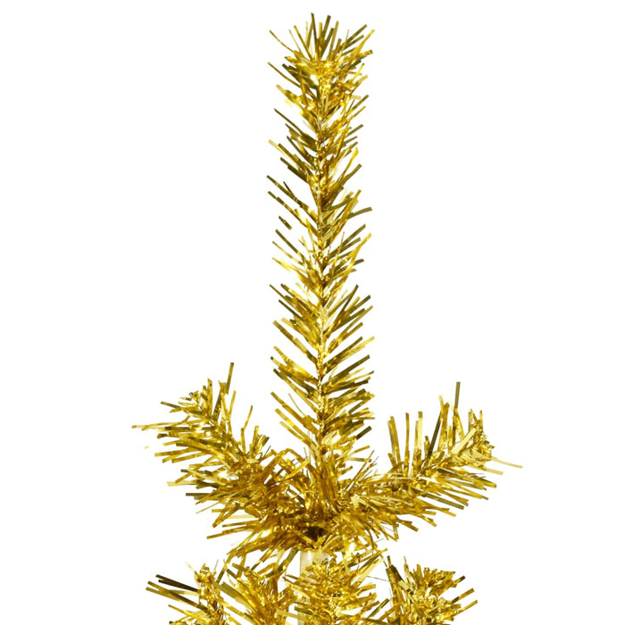 Albero di Natale Artificiale Sottile con Supporto Oro