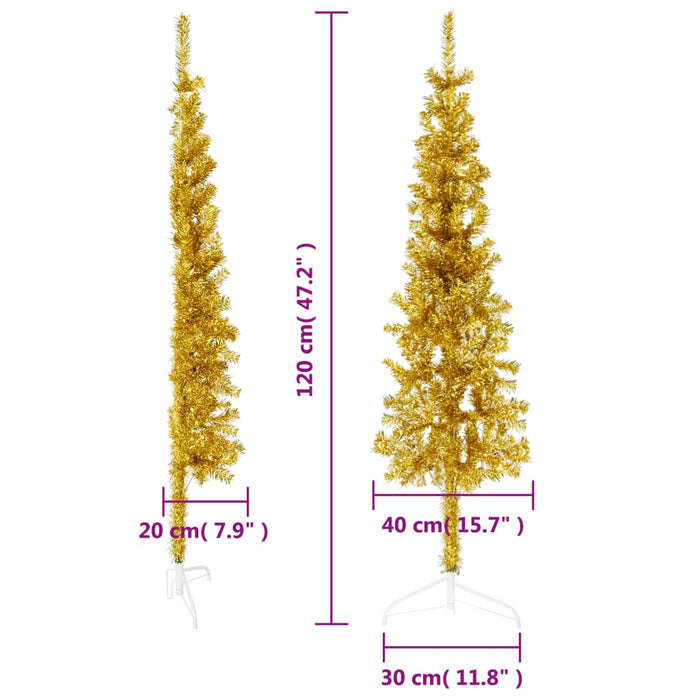 Albero di Natale Artificiale Sottile con Supporto Oro