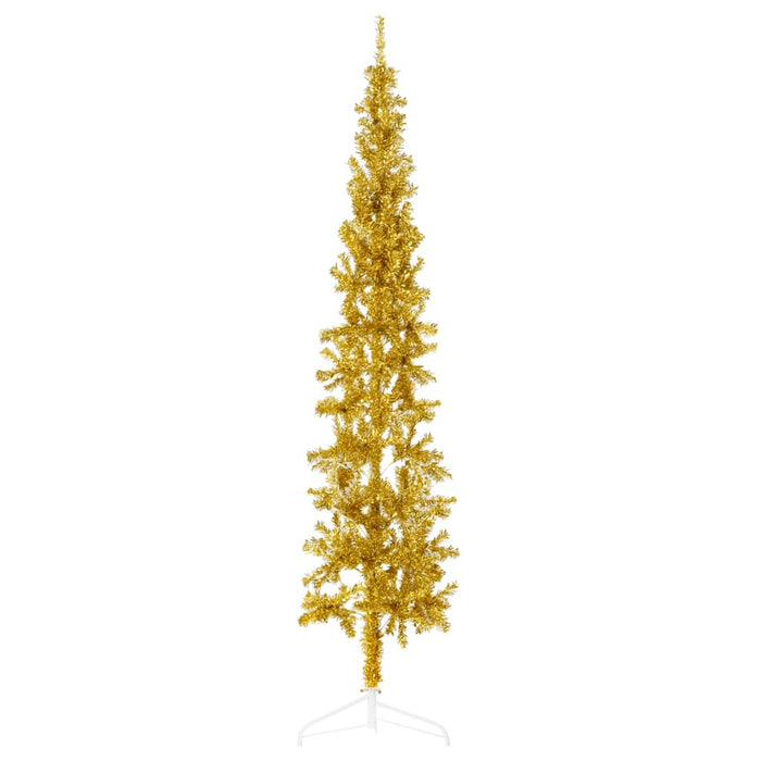 Albero di Natale Artificiale Sottile con Supporto Oro