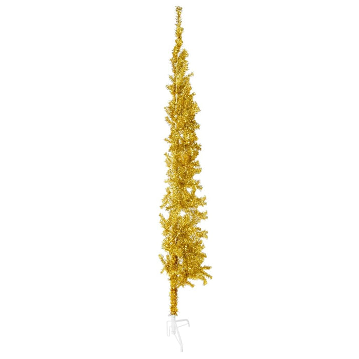 Albero di Natale Artificiale Sottile con Supporto Oro