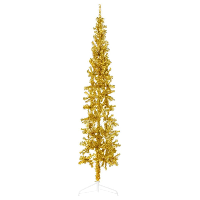 Albero di Natale Artificiale Sottile con Supporto Oro