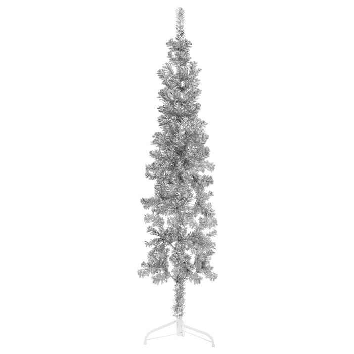 Albero Natale Artificiale Sottile a Metà Supporto Argento