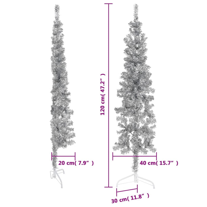 Albero Natale Artificiale Sottile a Metà Supporto Argento