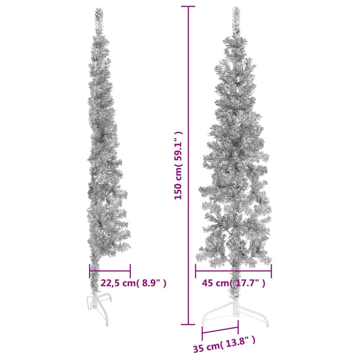 Albero Natale Artificiale Sottile a Metà Supporto Argento