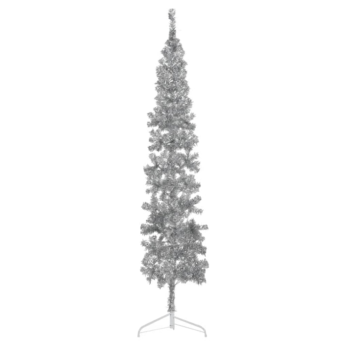 Albero Natale Artificiale Sottile a Metà Supporto Argento