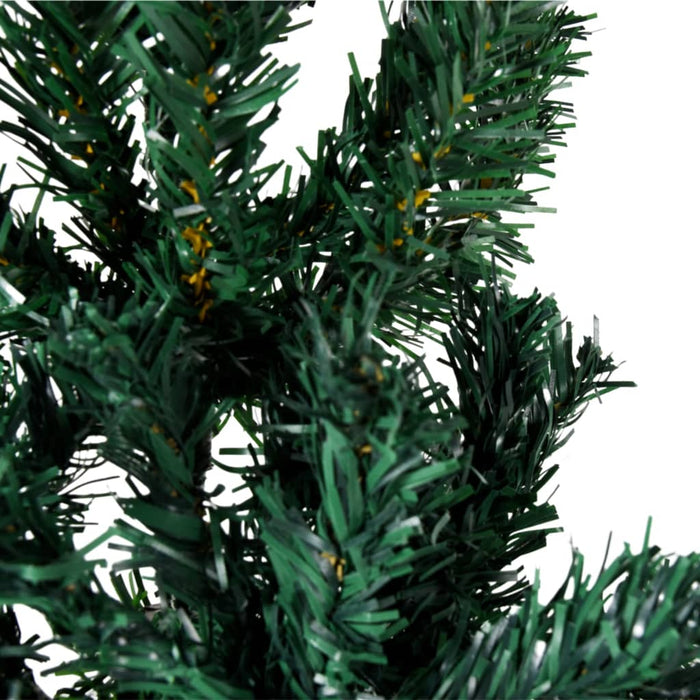 Albero Natale Artificiale Sottile a Metà con Supporto Nero e Verde