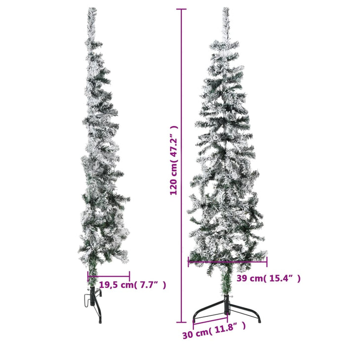 Albero Natale Artificiale Sottile a Metà Neve Fioccata