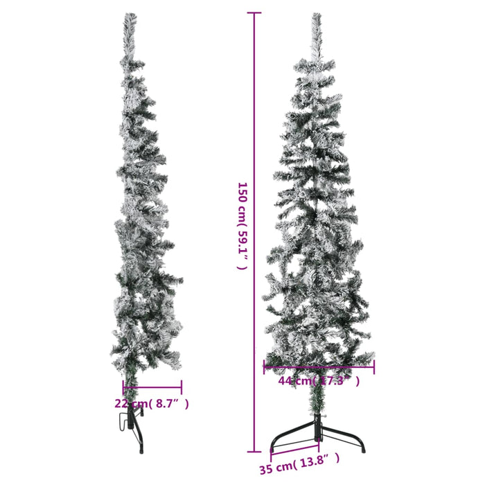 Albero Natale Artificiale Sottile a Metà Neve Fioccata