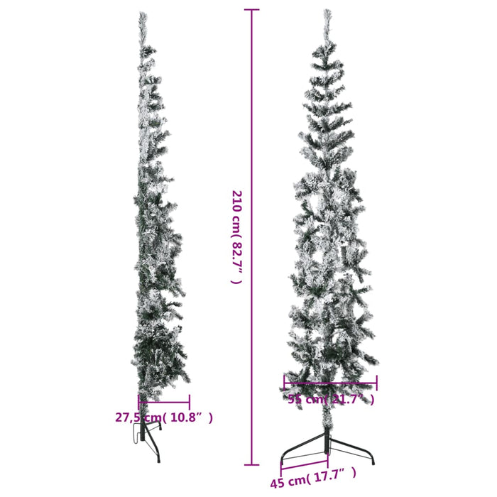 Albero Natale Artificiale Sottile a Metà Neve Fioccata