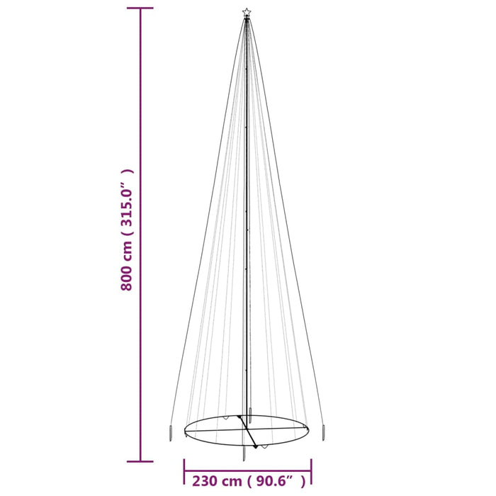 Albero di Natale a Cono con LED Bianco Caldo e Freddo