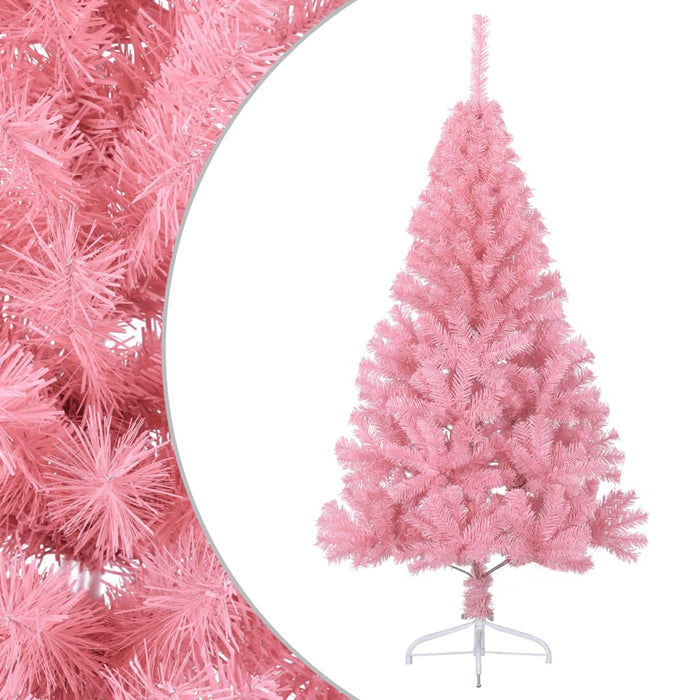 Albero di Natale Artificiale a Metà con Supporto in Varianti di Colore e Materiale